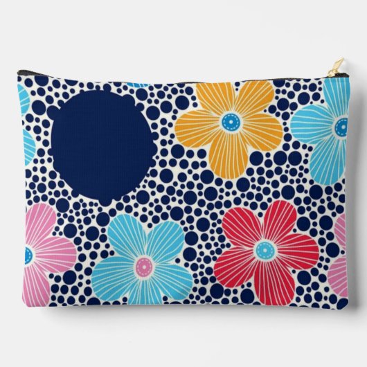 Cute Flowers and Polka Dots – Playful Floral Zubehörtasche (Rückseite)