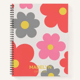 Cute flowers Red Custom script Spiral Notebook Notizblock
