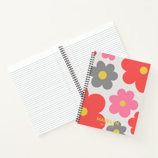 Cute flowers Red Custom script Spiral Notebook Notizblock (Innenseite)