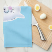 Cute Fluffy Baby Seal Illustration Geschirrtuch (Viertel Falte)