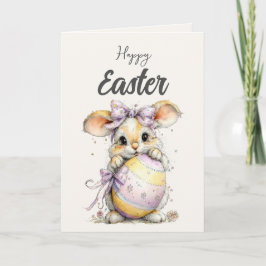 Cute Fluffy Bunny in Spring Pastels Easter Card Feiertagskarte