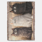 Cute Fluffy Cartoon Cats Gray White & Black  Decke (Vorderseite Vertikal)