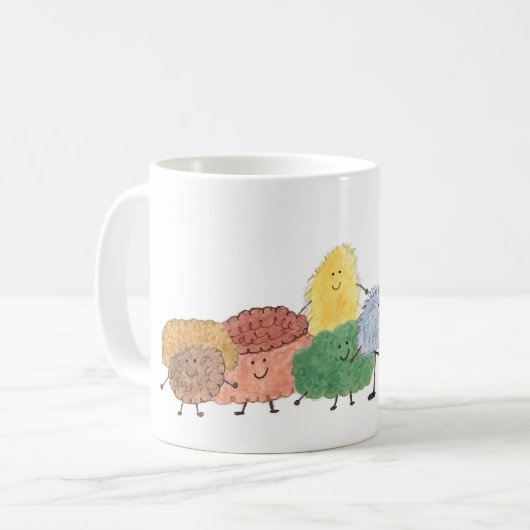 Cute Fluffy Creatures on a Coffee Mug Kaffeetasse (Vorderseite Links)