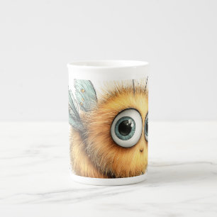 Cute Fluffy Fantasy Bee Creature with Big Eyes Porzellantasse