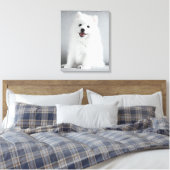 Cute Fluffy Japanese Spitz Puppy Leinwanddruck (Insitu (Schlafzimmer))