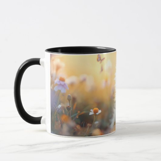 Cute Fluffy Kitten in Wildflowers Coffee Mug Tasse (Links)