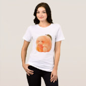 Cute Fluffy Peach Sprite Cradling Tiny Peach Women Tri-Blend Shirt (Vorderseite voll)