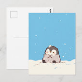 Cute Fluffy Penguin in Snowy Winter Landscape Postkarte (Vorne/Hinten)