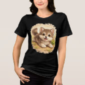 Cute Fluffy Puppy Dog Smiling Illustration Tee (Vorderseite)