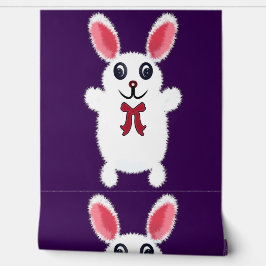 Cute Fluffy White Bunny Rabbit with Red Bow - Chri Tapete