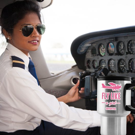 Cute Fly Like A Girl Pink Airplane Girly Aviation Aufkleber