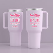 Cute Fly Like A Girl Pink Airplane Girly Aviation  Aufkleber