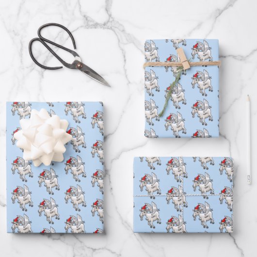 Cute Flying Christmas Goat Geschenkpapier Set (Vorderseite)