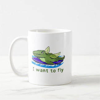 Cute Flying Crocodile Fantasy Illustration Soft Pa Kaffeetasse