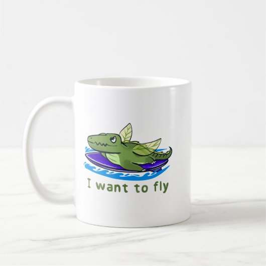 Cute Flying Crocodile Fantasy Illustration Soft Pa Kaffeetasse (Links)