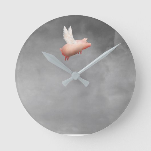 cute flying pig wall clock runde wanduhr (Vorderseite)