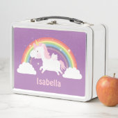 Cute Flying Unicorn and Rainbow Girls Personalized Metall Brotdose (Beispiel)