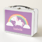 Cute Flying Unicorn and Rainbow Girls Personalized Metall Brotdose (Vorderseite)