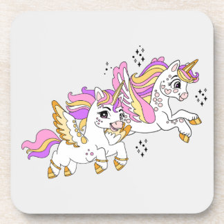 Cute flying unicorns  getränkeuntersetzer