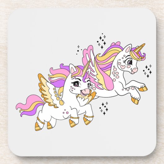 Cute flying unicorns  getränkeuntersetzer (Vorderseite)