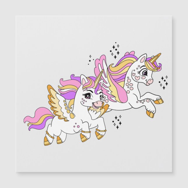 Cute flying unicorns  magnetkarte (Vorderseite)