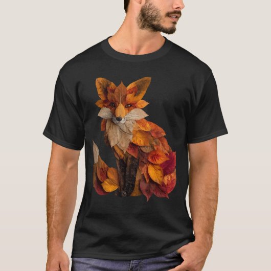 Cute Fo Autumn Leaves Artistic Animal Art Fall Aes T-Shirt (Vorderseite)