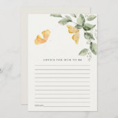 Cute Foliage Butterfly Advice For Mum Baby Shower Einladung (Vorne/Hinten)