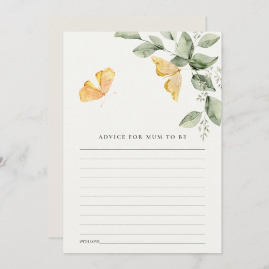 Cute Foliage Butterfly Advice For Mum Baby Shower Einladung (Vorne/Hinten)