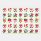 Cute Folk Floral Christmas Geschenkpapier Set (Vorderseite)
