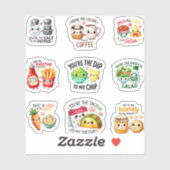 Cute Food Pairings Pastel Kawaii Set Aufkleber (Blatt)