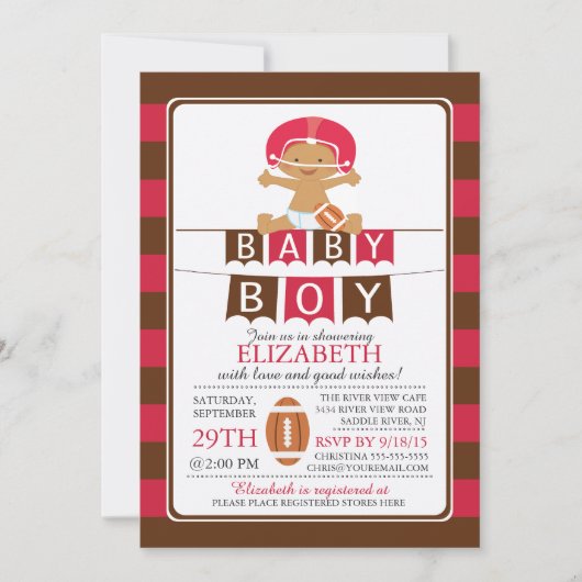 Cute Football Boys Baby Shower Invitation Einladung (Vorderseite)