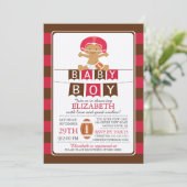 Cute Football Boys Baby Shower Invitation Einladung (Stehend Vorderseite)
