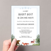 Cute Forest Animals Baby Boy Shower Design Acryleinladungen (Insitu (Handheld))
