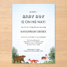 Cute Forest Animals Baby Boy Shower Design Acryleinladungen