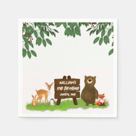 Cute Forest Animals Happy Woodland Kid's Birthday Serviette