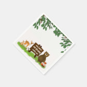 Cute Forest Animals Happy Woodland Kid's Birthday Serviette (Ecke)