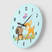 Cute Forest Creys Happy Cartoon Große Wanduhr (Winkel)
