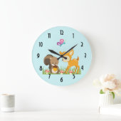 Cute Forest Creys Happy Cartoon Große Wanduhr (Zuhause)