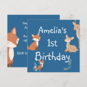 Cute Forest Friends Birthday Invitation  (Vorne/Hinten)