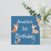 Cute Forest Friends Birthday Invitation  (Stehend Vorderseite)