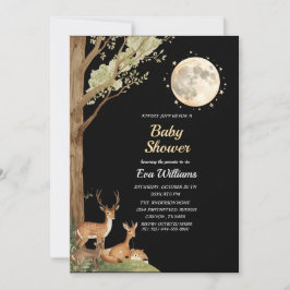 Cute Forest Friends & Moon Budget Baby Shower  Einladung
