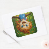 Cute Forest Kid Coaster Quadratischer Aufkleber (Umschlag)