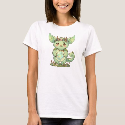 Cute Forest Sprite Fantasy Creature Illustration T-Shirt (Vorderseite)