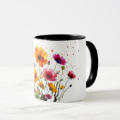 Cute forest wildlife and spring flowers coffee mug tasse (VorderseiteRechts)