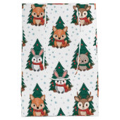Cute Forest Woodland Animals Snowflakes Mittlere Geschenktüte (Rückseite)