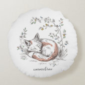 Cute Forest Woodland Fox Personalized Rundes Kissen (Rückseite)
