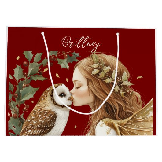 Cute Forestcore Christmas Fairy Große Geschenktüte (Rückseite)