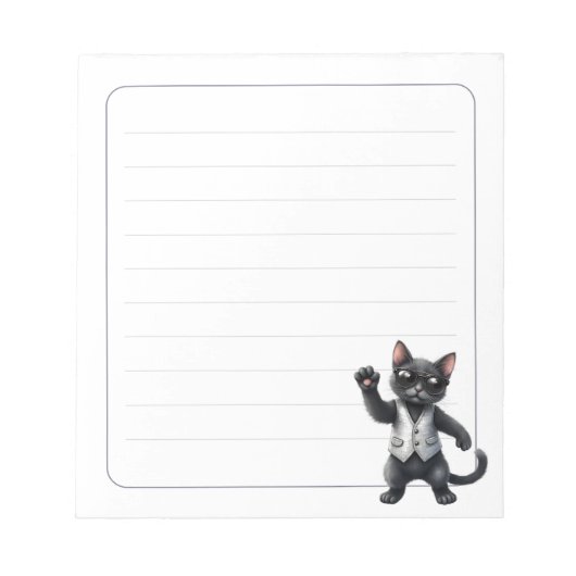 Cute Formal Black Cat Tuxedo Lined Writing Notizblock (Vorderseite)