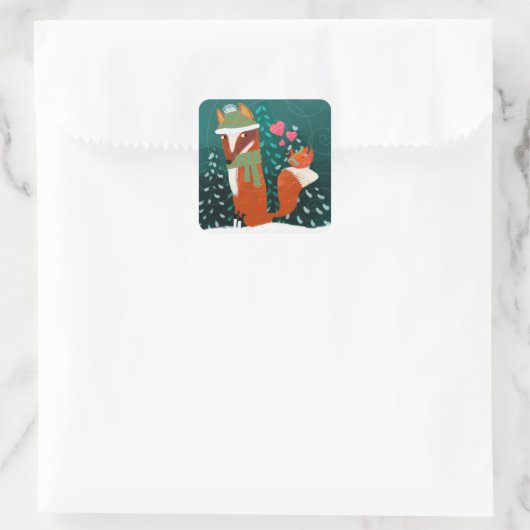 Cute Fox and Cardinal Winter Sticker (Tasche)