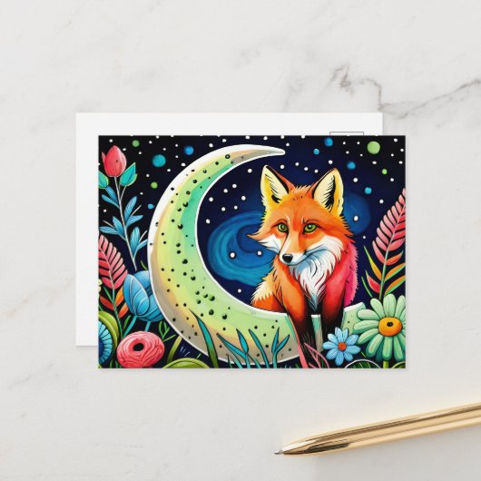 Cute Fox animal lovers Postkarte (Vorderseite/Rückseite Beispiel)